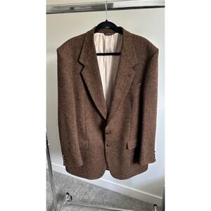 Vintage Harris Tweed Moores Blazer 100% Wool Made Canada Sz 44 Short 1970s